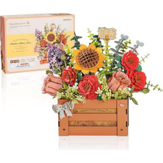 ROWOOD 3D Puzzle Flowers with Vase, DIY Bonsai Gifts, Home Decoration, Artificial Flower Model Kits for Adults, Children, Craft Gifts for Women and Men
