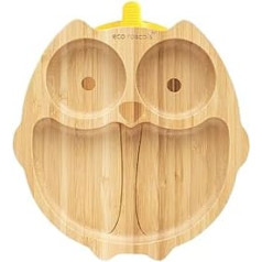 Eco Rascals Bamboo Suction Cup Plate Owl Yellow