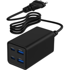 Universālais lādētājs 65w gan 2xusb-a 2xusb-c ātrā uzlāde melns
