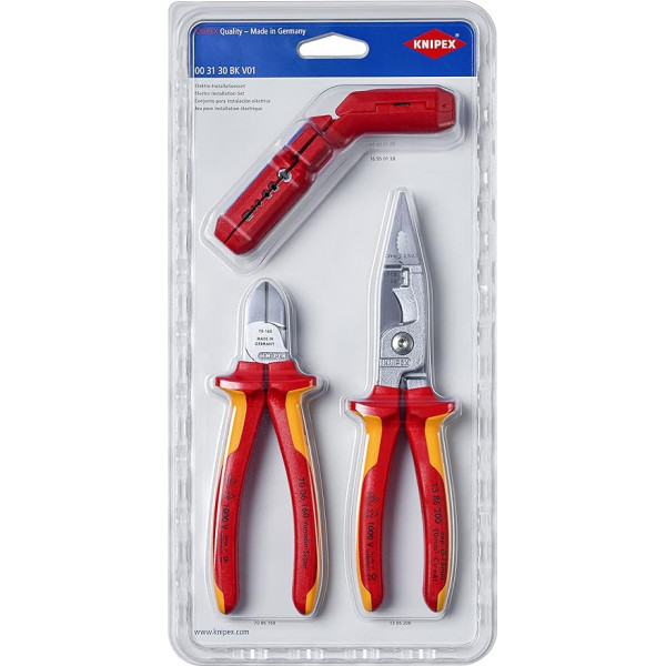 KNIPEX 00 31 30 BK V01 Electrical Installation Kit 1 x 13 86 200, 1 x 16 95 01 SB, 1 x 70 06 160