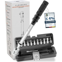 Flexberg ® Torque Wrench Bicycle 1/4 Inch [2-20 Nm] Torque Wrench 1/4 I Torque Wrench Small I Bicycle Torque Wrench I Mini Torque Wrench I Bicycle Torque Wrench Set