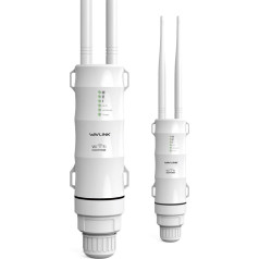 Wavlink AC600 Outdoor Dual Band Repeater WiFi Access Point Repeater Ap-Mode Router WISP 2.4GHz 150Mbps + 5GHz 433Mbps Passive PoE Model 100M White