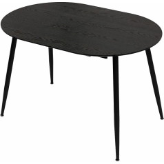 Trisens Rodrigo Extendable Dining Table, 120-150-180 x 80 cm, 4-10 People, Oval Kitchen Table with Metal Frame for Kitchen, Dining Room, Wood Look, Colour: Black