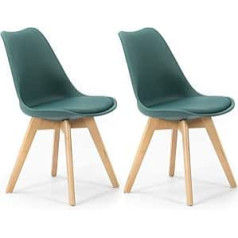 Vs Venta-Stock Klara Set of 2 Blue Nordic Style Dining Chairs with Wooden Leg and Padded Seat