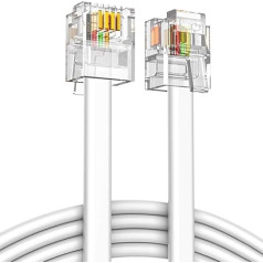 Ancable RJ11 Telephone Extension Cable, ADSL Telephone Plug High Speed Internet Broadband Male to Router and Modem to RJ11 Phone Flat Cable for Landline Modem Accessories (10M)