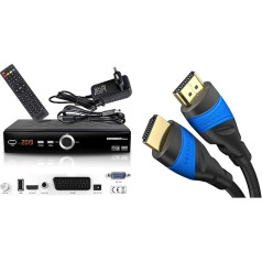 Echosat 20900 M Digital Satellite Satellite Receiver - (HDTV, DVB-S/S2, HDMI, Full HD 1080p) & KabelDirekt - 2 m - 4K HDMI Cable (4K @ 120Hz and 4K @ 60Hz for a Spectacular Ultra HD Experience, Black)