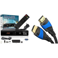 hd-line HDMI Receiver Satellite HD Digital Satellite Receiver HDMI DVB S2 Receiver for Sat HD HDMI Sat Receiver, with PVR Black & KabelDirekt - 2 m - 4K HDMI Cable (4K @ 120Hz and 4K @ 60Hz, Black)