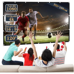 DANNEEFORSU7 Projector Screen 120 Inch - Projection Screen 16:9 HD Foldable Screen, High Resolution Bright Anti-Wrinkle Portable Screen, Suitable for Home/School/Meeting/Camping