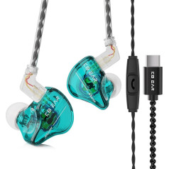 keephifi Kbear Storm USB C Wired In-Ear Headphones 10mm Dynamic Driver IEM with Detachable Cable for Singers Musicians Audiophiles (Green with Microphone)