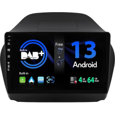 SXAUTO Android 13 [Built-in DAB] IPS Car Radio for Hyundai IX35 (2010-2017) - Built-in Carplay/Android Car - LED Camera + Mic - 4G + 64G - DSP 360-CAM Steering Wheel Control Fast-Boot WiFi - 2 DIN