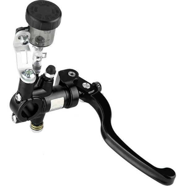 KIMISS CNC Aluminium Universal 7/8 Inch 22 mm Left Motorcycle Hydraulic Clutch Lever Master Brake Cylinder Straight Push Brake Pump (Black)