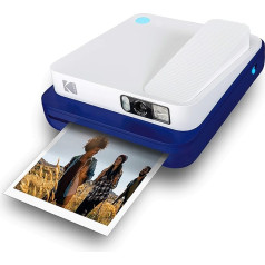 Kodak Smile Classic Instant Film Digital Camera + Bluetooth, 16 MP, 35 Prints / Charge – Starter Pack 3.5 x 4.25 Inches Zinc Paper, Sticker Frames Edition