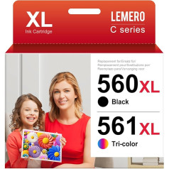 Lemero 560 561XL Cartridges Compatible with Canon Printer Cartridges 560 561 XL Multipack PG-60 CL-561 for Canon Pixma TS5350 TS5351 TS5352 TS5353 TS7451 Printers