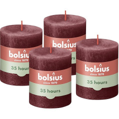 Bolsius Rustic Pillar Candles, Taupe , Pack of 4, 8 x 7 cm, Burning Length Time 35 Hours, Unscented, Natural Plant Wax, Without Palm Oil, Advent