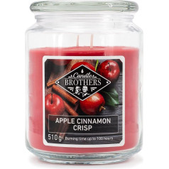 Candle Brothers Large Scented Candle in Glass | Apple Cinnamon Crisp | Scented Candle Apple Cinnamon | Candle Long Burning Time (100 h) | Candle with Multiple Wicks | Candles Red