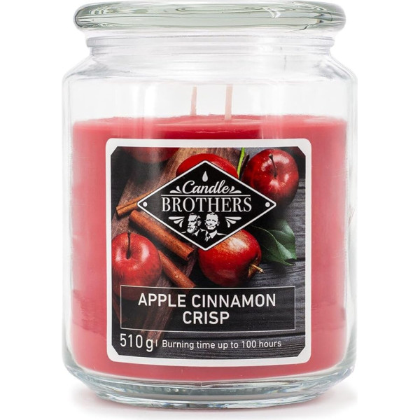 Candle Brothers Large Scented Candle in Glass | Apple Cinnamon Crisp | Scented Candle Apple Cinnamon | Candle Long Burning Time (100 h) | Candle with Multiple Wicks | Candles Red
