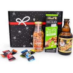 Geschenkset „Bier & Snack“ | Geschenkkorb gefüllt mit Bierspezialität, Nussmix & Lindt Schokolade | Präsentkorb als Dankeschön, Gratulation für Männer, Kollegen, Papa