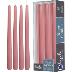Hyoola Taper Candles - 30 cm Dusky Pink Drip Free Table Candles - Candles Long Burning Time 10 Hours - Pack of 12