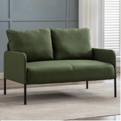 Chairus 2-Seater Fabric Sofa with Armrests, Modern Linen Double Sofa, Upholstered Chair, Couch for Living Room, Bedroom (Green)