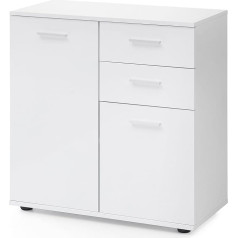 Finebuy Möbel Zum Wohlfühlen FineBuy Chest of Drawers with Doors and Drawers, 71 x 78 x 35.5 cm, Wooden Cabinet, Modern, Multi-Purpose Cabinet, Small, Sideboard, Matte, Chest of Drawers Cabinet, Hallway Furniture