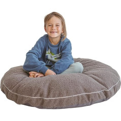 Minicamp Large Floor Cushion for Children - Ultra Fluffy & Washable Kids Bean Bag with Filling and Bouclé Sherpa Cover - 100 cm Wide - Lounger and Reading Cushion for Toddlers & Teenagers (Grey)