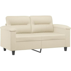 Vidaxl Sofa 2-Seater, Lounge Sofa Couch with Armrests Back Cushion, Living Room Sofa Design Sofa with Metal Frame, Seating Furniture Two Seater, Cream Faux Leather