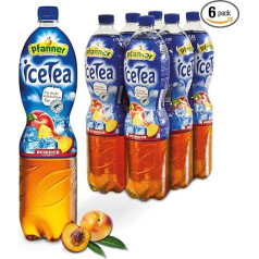 Pfanner Iced Tea Peach - 6 x 1.5L Supply Pack - Direct Brew Tea with Peach Juice - Ice Tea Bottles