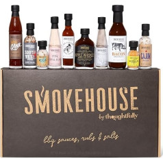 Smokehouse by Thoughfully BBQ Probier-Set - Geschenkbox mit veganen Barbecue Grill-Saucen, Salzen & Trockenmarinaden - 10er Set