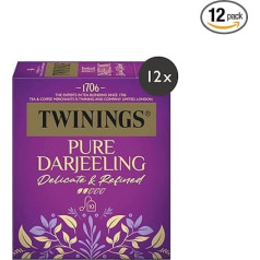 Twinings Pure Darjeeling Black Tea in Tea Bag - Delicate Black Tea with a Touch of Nutmeg, Picked in the Cultivation Areas of the Himalayan Region, Pack of 12 (10 Bags Each)
