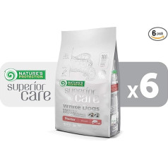 Nature's Protection Superior Care White Dogs Grain-Free Dog Food with Salmon Starter All Breeds No Tear Stains, 6 Packs of 1.5 kg