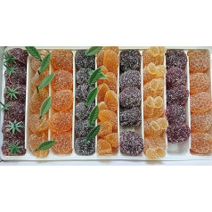 Jelly Fruits 1 kg, Jelly Fruit Pulp, Fruit Gums, Varieties (Strawberry, Pear, Black Cherry, Pineapple, Raspberry, Apricot, Orange, Mango, Blackcurrant), Gluten-Free, No Preservatives