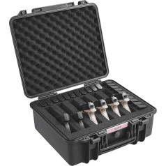 VEVOR Hard Shell Pistol Case with Pre-Cut PU Foam, Dustproof Hard Case for 6 Pistols, Lockable Pistol Case, Gun Case, Black, 491 x 434 x 211 mm, black, Modern