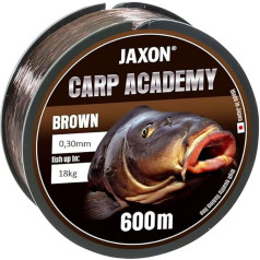 Jaxon Carp Academy Carp Fishing Line 600 m Spool 0.25-0.35 mm Feeder Line Carp Monofilament (600 m/0.30 mm/18 kg), Brown