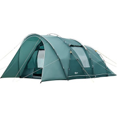 Portal Tent 5-6 Person Tunnel Tent Waterproof 3000 mm 6 Man Camping Tent 2 Sleeping Cabins with Standing Height Awning Floor Tray XXL Large Family Tent Group Tent for Camping Travel Trekking Garden