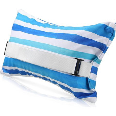 Menkxi Inflatable Beach Pillow 17 x 10 Inch Beach Pillow with Removable Cover Beach Chair Cushion with Strap Striped Backpacking Pillow for Summer Beach Sand Pools Travel Holiday