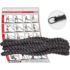 POWRX Battle Rope Swing Rope with Bracket I Diameter 38 mm I Training Rope Sports Rope Punch Rope Rope for Fitness Strength Training I Various Lengths (12 m)