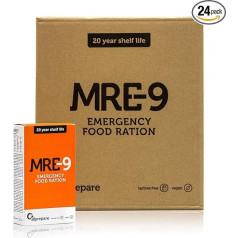 MRE-9 Emergency Ration, 24 Days Emergency Food, 20 Year Shelf Life, 24 x 500 g Emergency Food, 2400 kcal per Day, Extra Vitamins