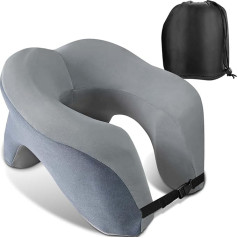 HahaGo Neck Pillow, Neck Pillow Aeroplane, Neck Pillow, Memory Foam, Multifunctional Travel Pillow, Aeroplane for Adults, Portable U-shaped Pillow for Home, Travel, Office and Camping (Grey)