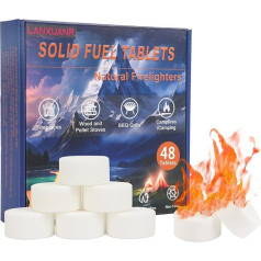 LANXUANR Solid Fuel Tablets Fire Starters for Fireplace, Indoor and Outdoor Use for Campfires, Barbecues, Fire Starters for Grill and Wood Stove (48 Pieces x 15g)