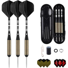 sanfeng Professional Steel Tip Darts Set 22g 23g 24g 27g with Dart Shafts 50 Rubber O Rings 12 Spring Rings 1 Dart Sharpener Tool for Dartboard