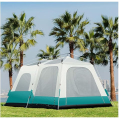 Camping Tent for 8-12 People, Portable Waterproof Tent, Fully Automatic Quick Open Double Layer Tent with Aluminium Poles, Family Camping Tent, Waterproof, Windproof