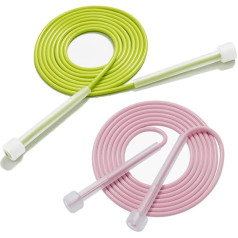 2 Pack Skipping Rope Adjustable Cross Fit Tangle Free for Women Men Kids Weight Loss Training Fitness MMA (Pink+Green)