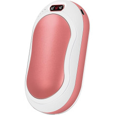 Hand Warmer, Rechargeable 10000mAh Hand Warmer, Reusable with Temperature Display, Portable 3 Levels, Heating Warmer, Winter Gifts for Family (Pink)