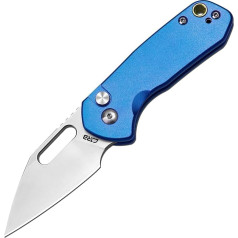 CJRB Pyrite Mini Blue Wharncliffe Aluminium Handle Exclusive Pocket Knife J1933 Made of AR-RPM9 Powder Steel with Ceramic Bearings