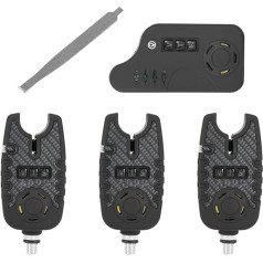 Zerone Fishing Indicator Set, Outdoor Waterproof Carp Fishing Rod Alarm Indicator Alarm Sound Light Alarm with 3 Launchers 1 Receiver