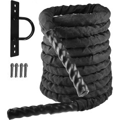 Battle Rope 30, 40, 50 Feet Long Heavy Training Rope Fitness Rope for Strength Training Home Gym Outdoor Cardio Workout, Anchor Includes 1.5 Inch Diameter (Size: 15m)