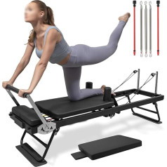 DSeenLeap Foldable Pilates Machine for Home Workout Pilates Reformer Machine for Home Gym with Springs, Pilates Training Device with Springboard