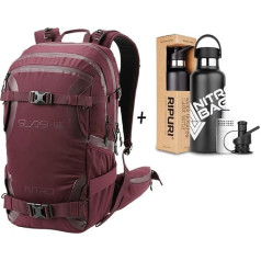 Nitro, SLASH 25 Pro Set with Ripuri 600 ml Bottle & Filter, Snowboard Backpack, Touring Backpack, 25 L, Wine, Wine Red, Backpack Backpacks