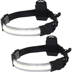 2000 Lumens COB Headlamp, 2 Pack LED Headlight 220° Wide Beam Mini LED Strip Headlamps Durable Elastic Headband Headlight for Camping, Car Repair (Battery Not Included)