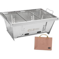 perfeclan Barbecue-Grill Holzkohlegrill Feuerstelle mit Aufbewahrungstasche Abnehmbarer Klappgrill Campingofen für unterwegs Picknick